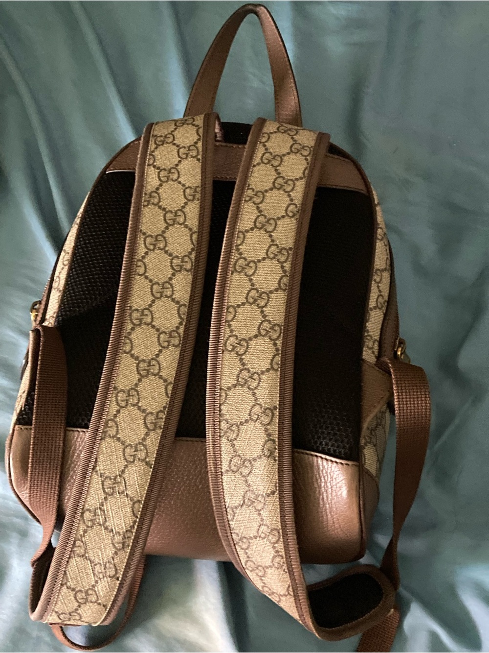 Gucci Beige/Brown GG Canvas Backpack with Green-Red Web and Gold Hardware - Picture 7 of 10